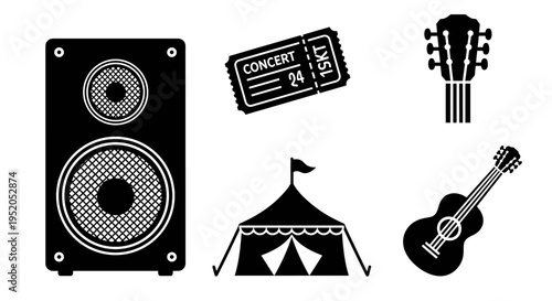 Music Festival Concert Live Event Icons.