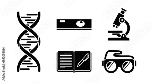 Science and research icons set.