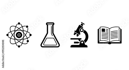 Science Education Icons Lineup Illustration.
