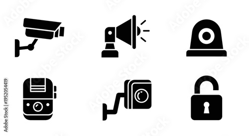 Security icons set with lock.