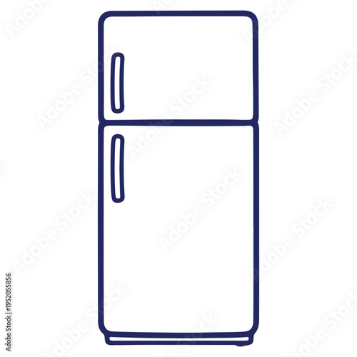 Two door refrigerator outline in blue providing freshness for foods and drinks in the modern kitchen appliance vector illustration