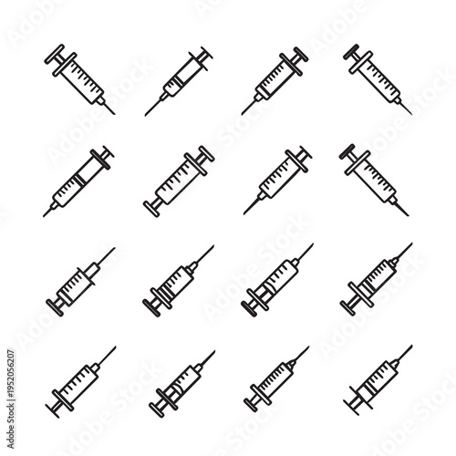 Syringe Icon Collection Medical Healthcare Injection Tool Set Vector Graphics