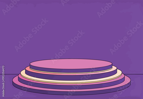 Stage setup in a colorful background for a performance or event in a simple design with multiple layers