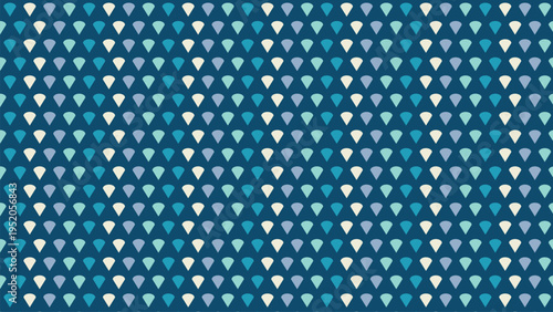 Seamless vector pattern with small teardrop shapes in varying shades of blue, teal, and white, creating a modern abstract background for digital designs and web elements