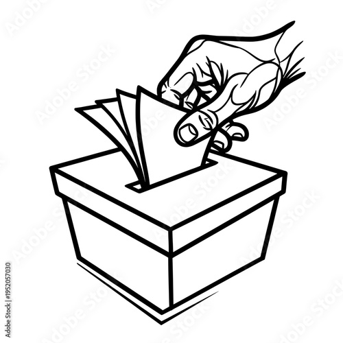 Hand Putting Ballot into Box Silhouette Vector Icon Voting Election Democracy