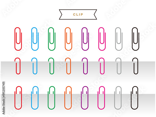 Colorful Paper Clip Set: Flat Vector Icons of Metal Office Clips in 8 Colors for Stationery, School and Business Document Design