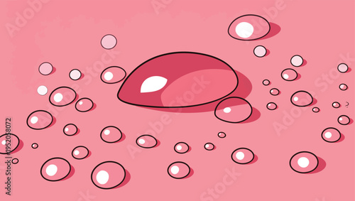 Colorful bubbles on a pink surface creating a playful and fun scene during daytime
