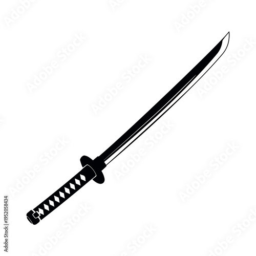 Print Japanese Katana Sword - Vector Illustration Stock Vector