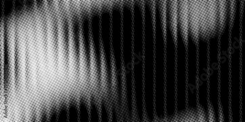 Abstract Black and White Halftone Wave Texture Background with Distorted Grain and Retro Glitch Effect. vector ilustration