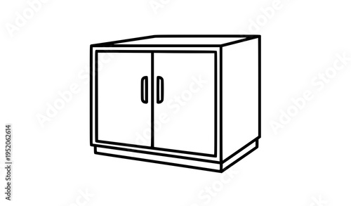 Minimal wooden cabinet outline icon furniture vector illustration