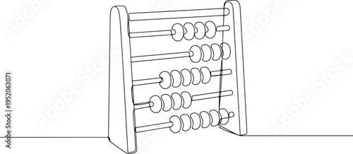 Continuous line drawing of an abacus, minimalist line art of a counting frame calculator for math and education