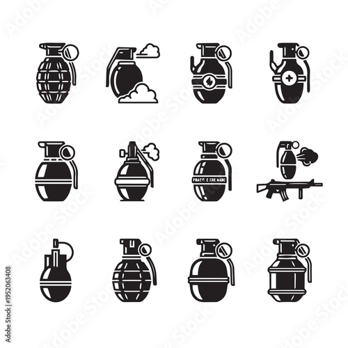 Grenade Icons SetMilitary Explosive Devices Collection