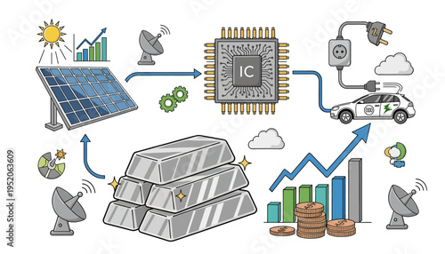 Sustainable energy and technology infographic diagram.