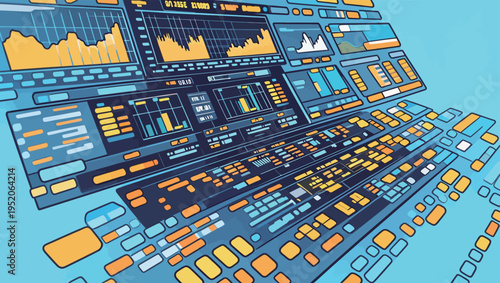 Visual representation of data with graphs and numbers on a computer screen during a work session