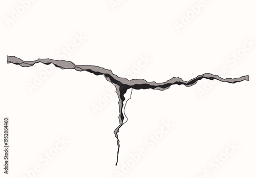 Crack appears on surface during afternoon in sunny weather showcasing a natural geological process