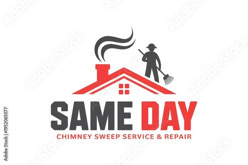Same Day Chimney Sweep Service & Repair Professional Vector Logo Design