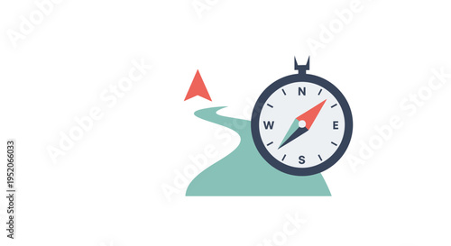 Compass with Winding Path and Arrow Navigation Illustration