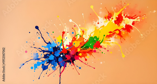 splashes, paint, splatter, burst, color, vivid, bright, abstract, artwork, backdrop, white, wall, canvas, texture, brush, stroke, drip, droplets, fluid, ink, pigment, dye, creative, artistic, design, 