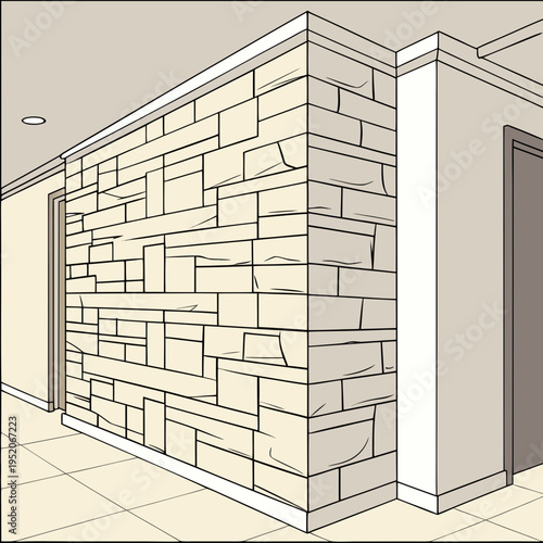 3D render of modern building and house with cube block architecture design concept