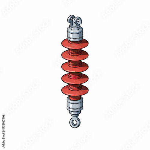 Detailed technical illustration of a high voltage electrical insulator, a critical component in power transmission networks, designed for safe isolation and efficient energy distribution systems