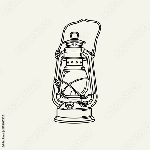 Vintage kerosene lantern illustration with a simple design.