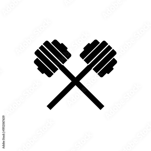 Crossed Dumbbells Icon for Fitness and Weightlifting.