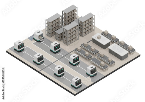 Automated warehouse logistics with autonomous robots and smart shelving systems