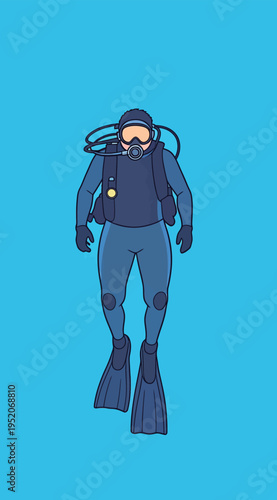 Diver swims underwater with scuba gear exploring marine life and coral reefs during daytime in clear blue water