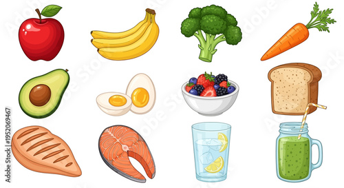 Colorful array of wholesome ingredients showcasing a balanced and nutritious diet for optimal well-being and a healthy lifestyle