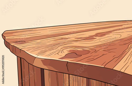 Wooden table with detailed grain pattern in a simple setting showing craftsmanship in design and construction