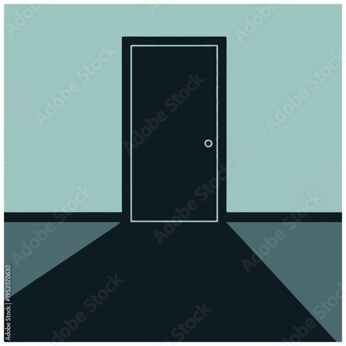 Closed Black Door with Silver Handle.