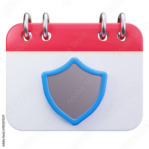 Calendar Security Shield Protection 3D Illustrations