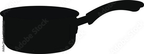 The black silhouette of a saucepan is featured, featuring a clear outline and minimal design. This approach effectively highlights the shape and functionality of the saucepan while maintaining 