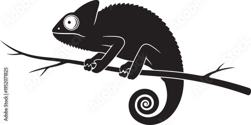 Black chameleon icon vector