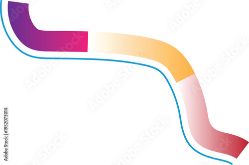 The image features a curving shape that exhibits a smooth gradient transition in color, moving from purple to orange to pink. 