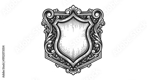 Ornate shield crest heraldry design element.