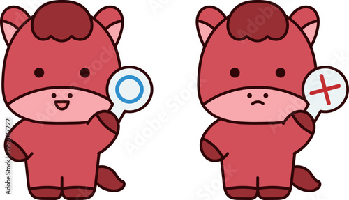 2026 red horse character ox quiz answer vector illustration