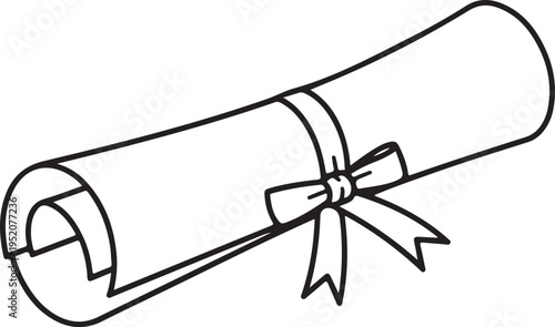 A rolled up diploma tied with a ribbon