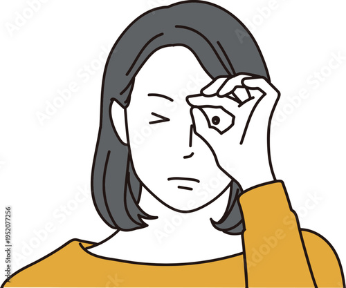 よく見て考える女性のイラスト素材