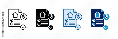 Address Verification Icon Set Multiple Style Collection