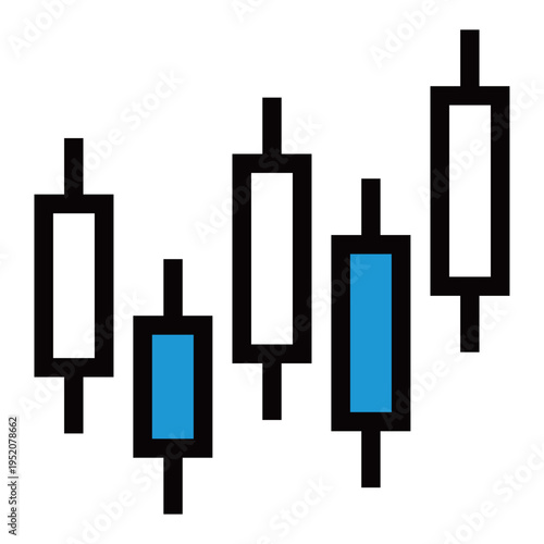 ローソク足チャートのビジネスアイコン（2色・青・株価・FX・資産運用・金融）