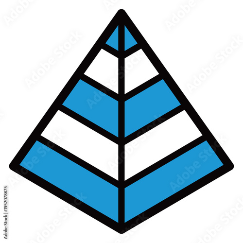 ピラミッド型グラフのビジネスアイコン（2色・青・階層構造・優先順位・ピラミッド）