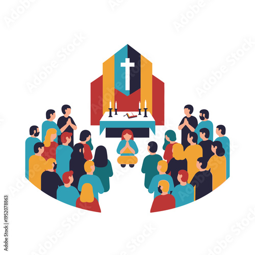 People gathered in a church for a religious service.