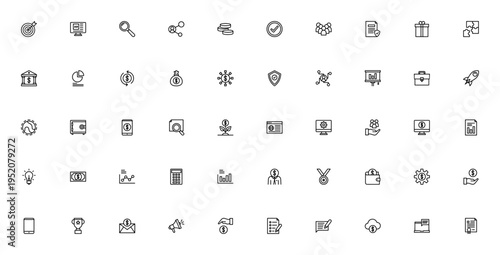 Crowdfunding icon set. Vector illustration pack with target, coin, investment, growth, startup, donation and more business finance symbols.
