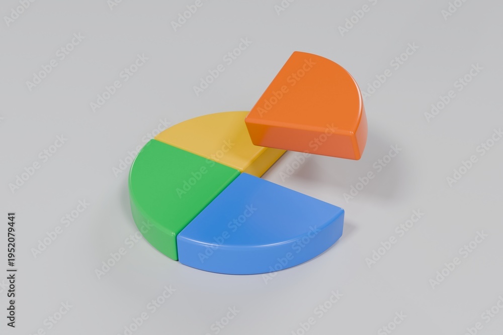 Obraz premium 3D pie chart with 4 segments colorful business graph concept