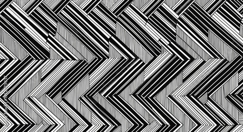 Abstract geometric zigzag pattern background with thin diagonal stripes in black, white, and shades of grey, modern woven texture design.