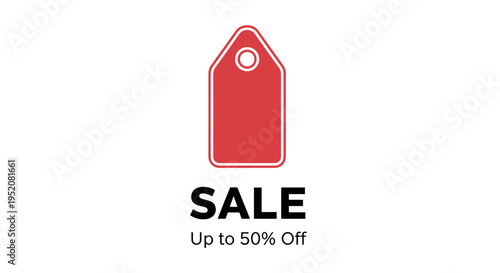 Red sale discount tag icon label.