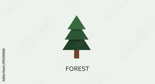 Green Evergreen Tree Forest Illustration.