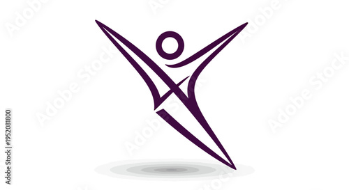 Abstract purple human figure logo with dynamic motion silhouette and modern design.