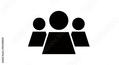 Minimalist silhouette group icon representing people and unity across a simple trio.